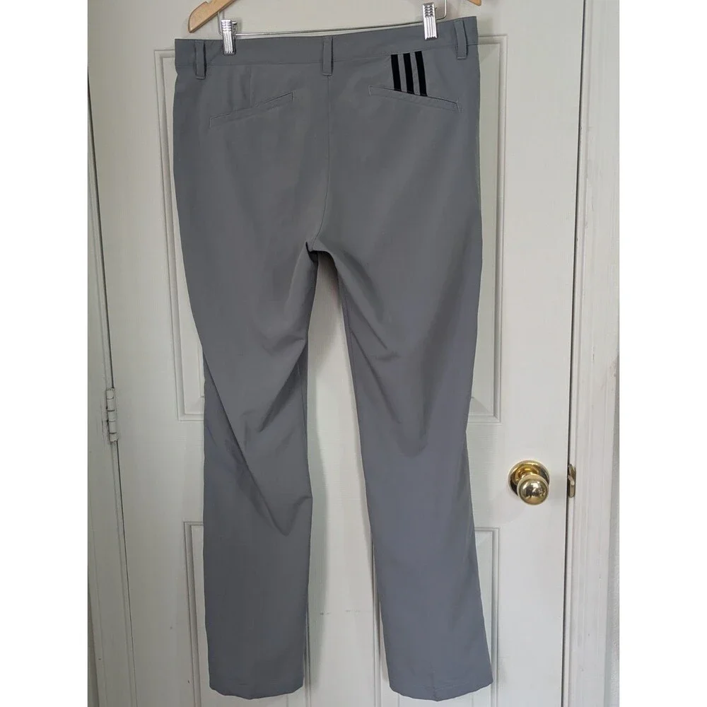 ADIDAS Golf Chino Pants Mens 32x32 Gray Performance Stretch Lightweight Logo